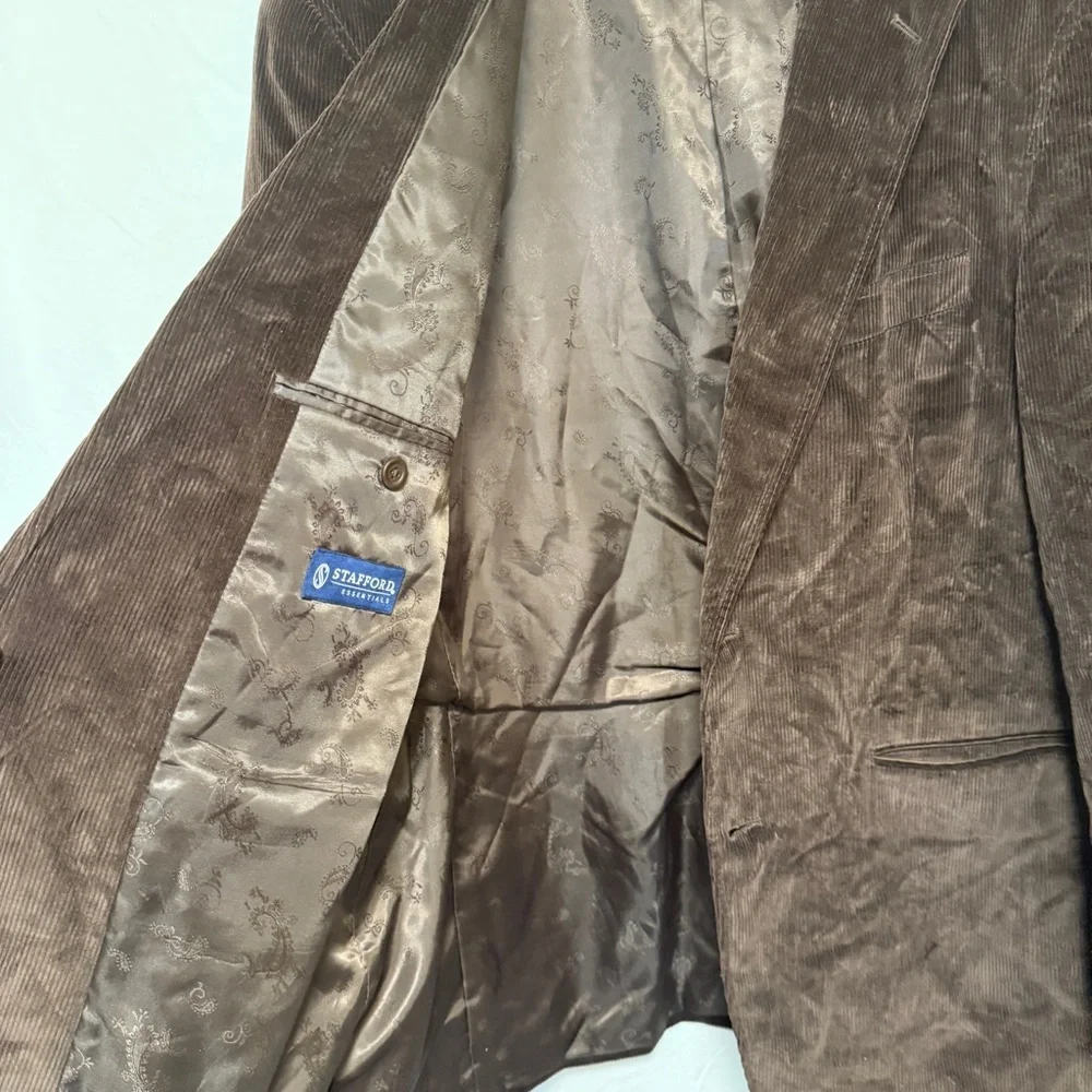 Stafford‎ Essentials Men’s 40R Classic Fit Brown Corduroy Elbow Patch Casual